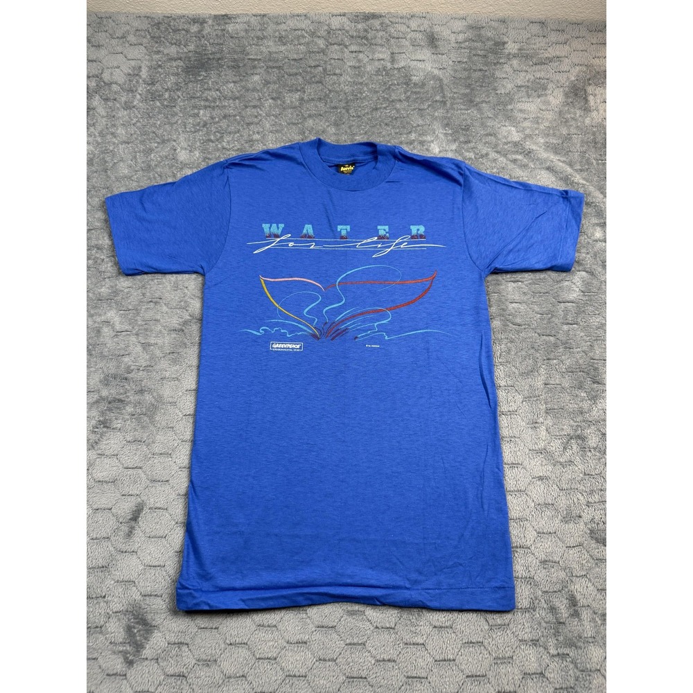 Vintage Greenpeace Shirt Mens Large Water For Life Environmental Whale 80s‎ Tee